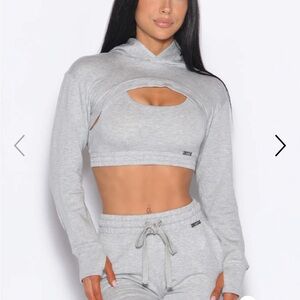 Bombshell Sportswear SWEAT BOLERO HOODIE Light Heather Grey Small